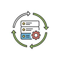 Data management cycle with server configuration and flow diagram vector