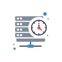 Server time management concept with server stack and clock vector