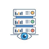 Data monitoring with stacked servers and visual surveillance focus vector