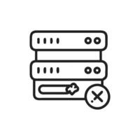 Server stack with error indication line art style graphic vector