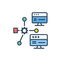 Networked Computers Flat Illustration for Communication and Data Exchange vector