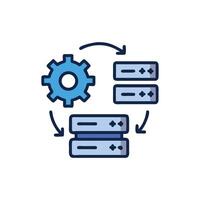 Gear and server icon with circular arrow graphic vector