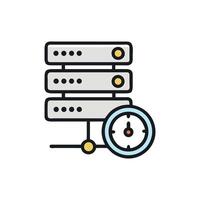 Server and clock icon for network latency illustration vector