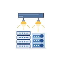 Data servers illustration with lights on a White Background vector