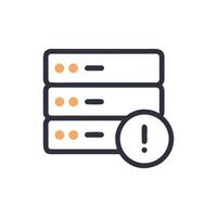 Server stack with warning icon flat illustration vector