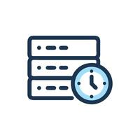 Server data backup timing with clock on White Background vector