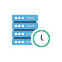 Server stack with time clock showing time management vector