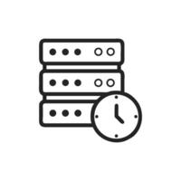 Database server with clock symbol illustration over White Background vector