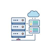 Illustration of cloud computing servers and data flow connection vector