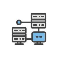 Network Infrastructure Connection Flat Icon Depicting Server and Device vector