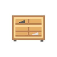 Minimalistic shoe rack with two shoes on shelves vector