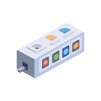 Isometric illustration of smart home hub with wireless connectivity vector
