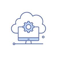 Cloud computing with gear above computer screen technology concept vector