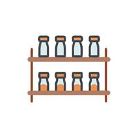 Shelf with spice jars graphic illustration on White Background vector