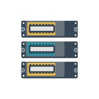 Three computer memory modules isolated on White Background flat style vector