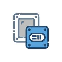 Stylized illustration of computer CPU chipset and component vector