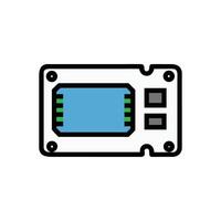 Stylized microcontroller unit image in flat design. vector