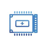 Blue computer chip with lightning bolt on White Background vector