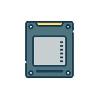 Isolated computer processor chip against dark background illustration style vector