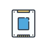 Flat icon illustration of computer solid state drive hardware vector