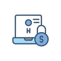 Secured computer system with padlock icon for online safety vector