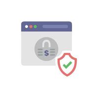 Financial security web browser with shield and unlocked padlock vector