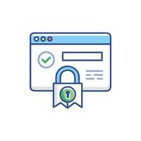 Website security illustration with padlock and checkmark icon vector