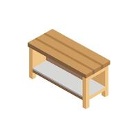 Isometric wooden bench with shelf on a White Background vector