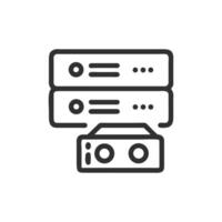 Minimalist line art server rack for data storage symbol vector
