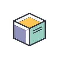 Stylized cube icon with pastel colors on White Background vector