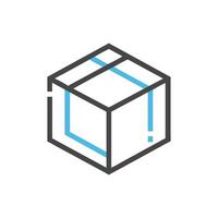 Isometric box outline illustration on solid White Background design vector