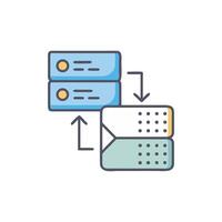 Data exchange between servers illustrated with a flat design icon vector