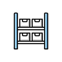 Abstract representation of shelving units between two blue frames vector