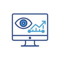 Data analysis monitor with eye and growth graph icon vector