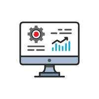 Computer screen showing data analysis and automation process vector