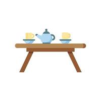 Simple illustration of tea setting on a wooden table vector