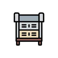 Threetiered bookshelf design with a simple flat illustration style vector