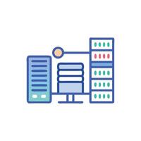 Stylized illustration of interconnected computer servers on White Background vector