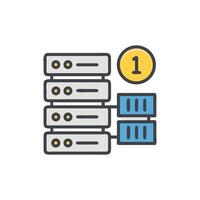 Icon illustration of server data with network connectivity highlighted vector