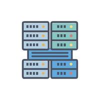 Cartoon style server setup for data center infrastructure concept vector