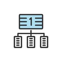 Process management chart showing data flow structure with first step vector
