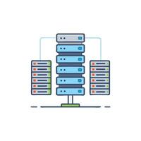 Illustration of server stack with connected storage on White Background vector