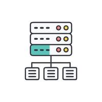 Colorful server network graphic representing database and website hosting vector