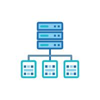 Stylized server connected to multiple computers on White Background vector