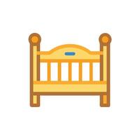 Stylized yellow baby crib, empty isolated on White Background vector