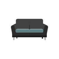 Flat Design Gray Loveseat Sofa on White Background vector