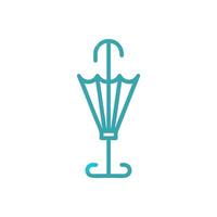 Stylized turquoise umbrella stand icon on a White Background vector