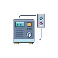 Welding machine with control panel and light indicators vector