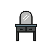 Dark gray vanity table with mirror on White Background vector