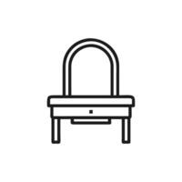 Vanity table icon with mirror, drawer and cabinet vector